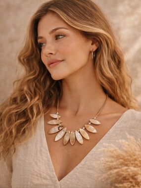Boho Mother of Pearl Statement Necklace